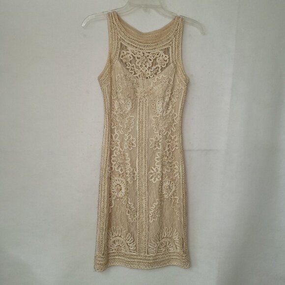 Sue Wong‎ Nocturne Dress Womens 2 Ivory Lace Embroidered Sheath Cocktail Wedding - Picture 1 of 16